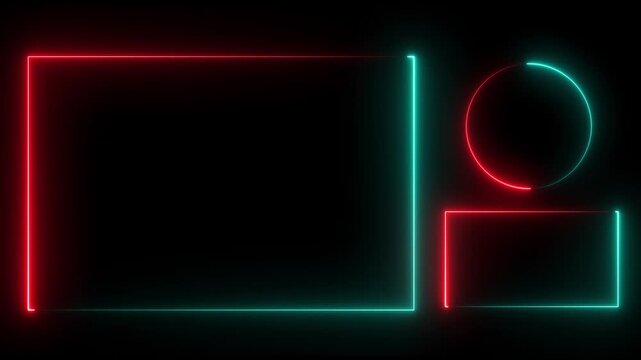 Live streaming frame overlay for online broadcast layout. Glowing neon live streaming overlay frame on dark background, futuristic HUD style with blank center for webcam or gameplay screen 4k