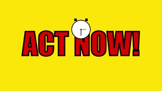 Act now urgent call to action with countdown timer animation for marketing and sales promotions 4k