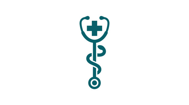 Medical stethoscope with cross symbol.