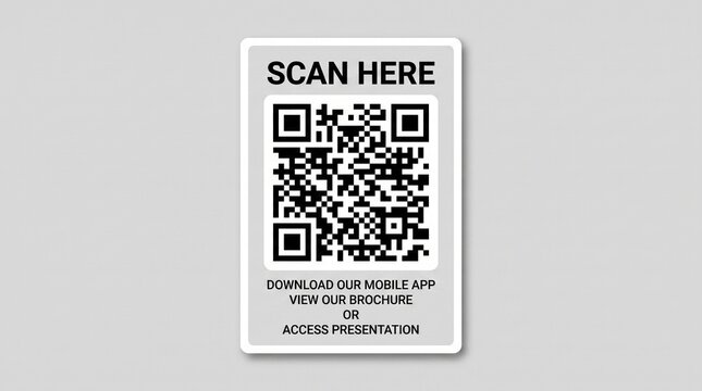 Minimal QR code scan sign with smartphone access concept for mobile app, digital payment, contactless menu, brochure download, and smart business marketing