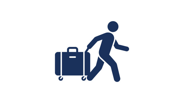 Person pulling luggage suitcase running.