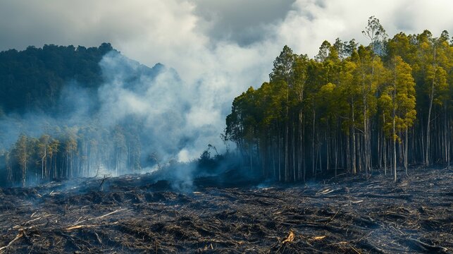 Impact of deforestation on greenhouse gas emissions illustrating how lost trees increase CO2 levels and contribute to global warming