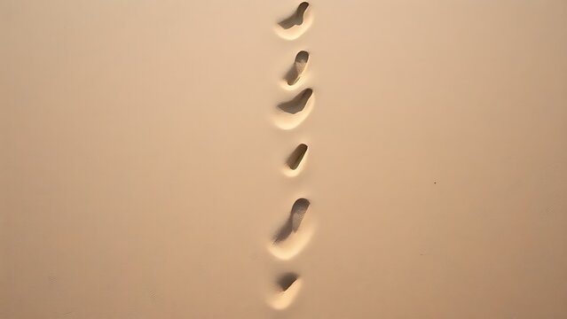 A single misaligned footprint disrupting a perfect sequence in the soft morning sand.