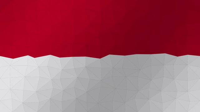Abstract Low Poly Indonesian Flag Background for Independence Day Celebration Featuring Red and White Geometric Triangle Pattern for National Events