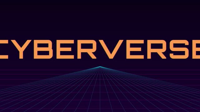 Cyberverse retro synthwave motion 4k background, with neon grid, perspective and glowing, text animation