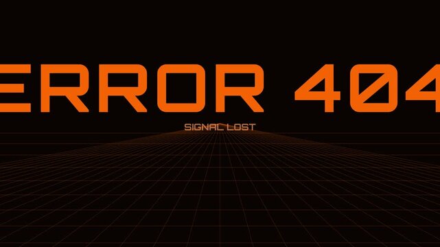 Error 404 signal lost digital grid 4k background, futuristic cyber glitch, animation for technology, and web development projects