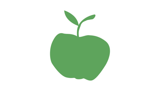 Green apple fruit icon isolated on transparent background, fresh vector elemen