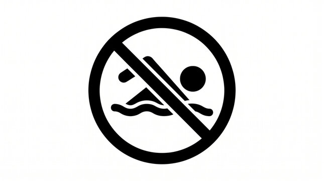 Swimming prohibited sign indicates a danger zone.