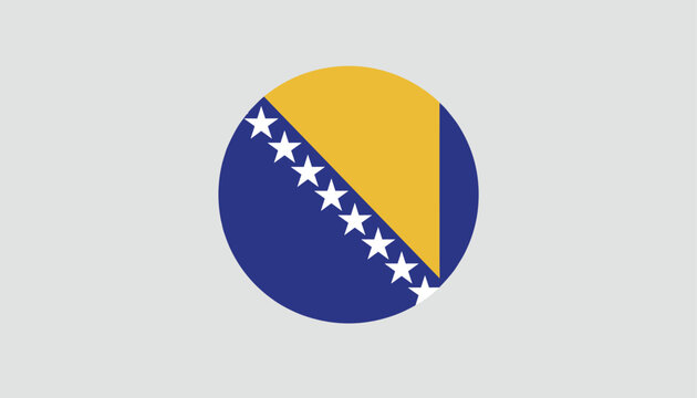 Round circular national flag of Bosnia and Herzegovina emblem design element isolated on a light gray background.