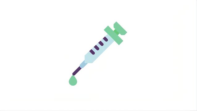 Medical syringe with vaccine drop flat vector illustration, healthcare and medicine icon design