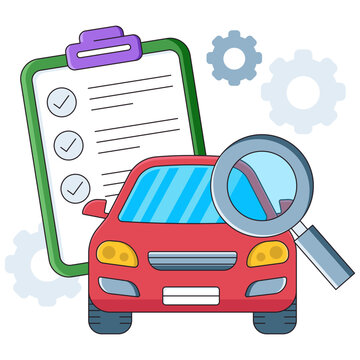 Conceptual flat design illustration of car analysis 

