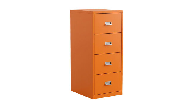 box, archive Cabinet Storage orange filing cabinet isolated on a transparent background generative ai Set against a pure solid white background RGB 255 to maximize extraction accuracy ensuring extreme