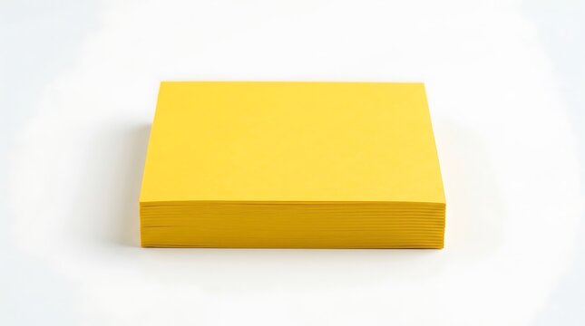 A single yellow square sticky note pad isolated on a white background.