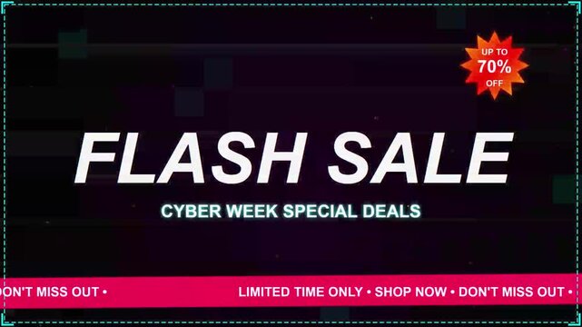 Cyber Week Flash Sale 70 Percent Off Motion Graphic