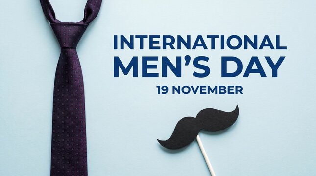 Necktie and paper mustache for International Mens Day