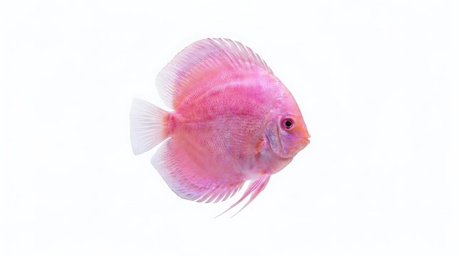 Beautiful vibrant pink discus fish isolated on white background.