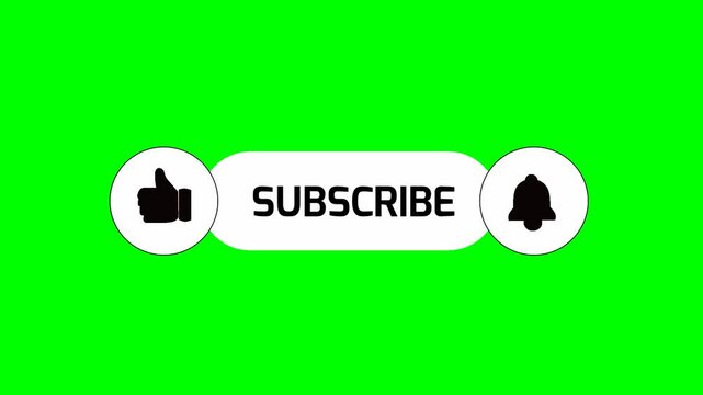 Modern subscribe button animation with green screen chroma key background. Clean call to action overlay for content creators. Easy to key out and place over any video for intros, outros, or social