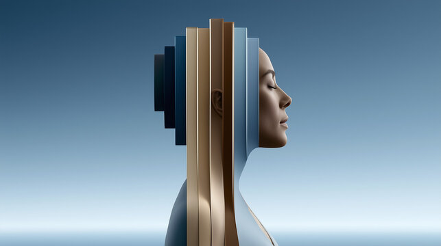 Solitary Woman Above Colorful Layers Representing Personal Growth