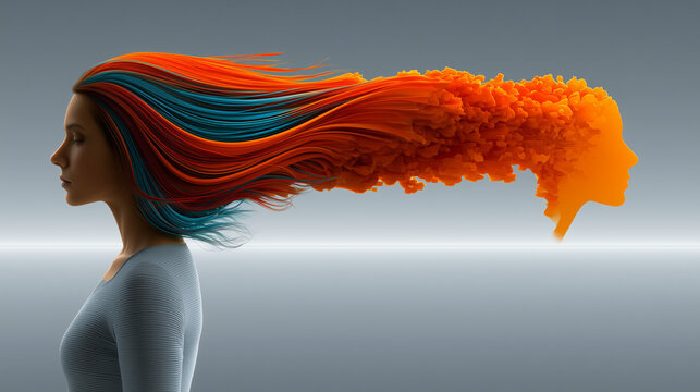 Woman Framed by Geometric Layers Representing Structured Thinking