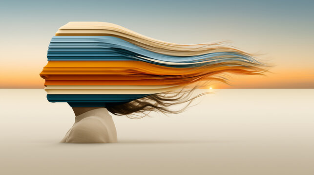 Layered Color Waves Forming Human Profile in Neurodiversity Concept