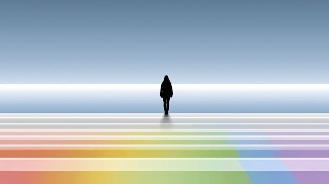 Solitary Person in Minimal Landscape Representing Emotional Isolation