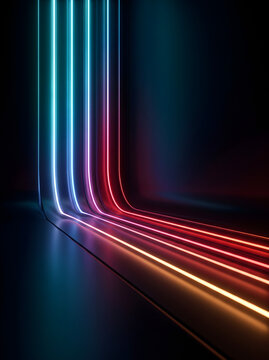 Abstract wallpaper with fluid neon light lines.