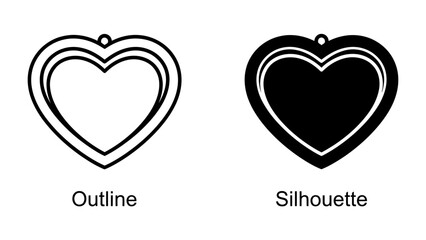 Heart Outline and Silhouette: Two representations of a heart shape, one an outline and the other a solid silhouette, presented for design or graphic purposes. © Hasnani