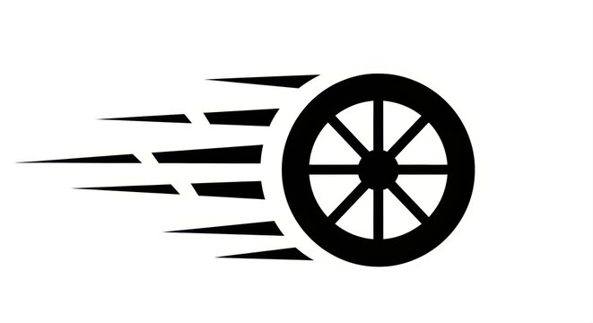 Black abstract wheel logo with motion lines