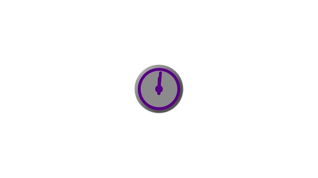 A3D rendered of a clock with a gray face and purple hands and outline, showing approximately 10 and 2o'clock, set against a white background, symbolizing time or a schedule Keywords: clock