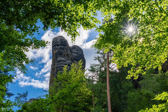 Schrammtor sandstone rock formations in Saxon Switzerland National Park near Bastei Germany