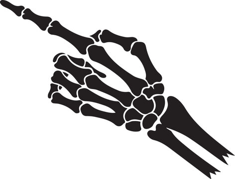 Creepy skeleton hand pointing index finger vector graphic design element