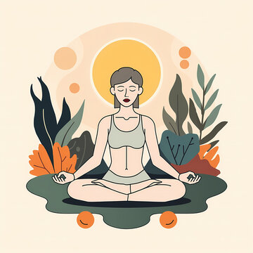 illustration of yoga woman in lotus