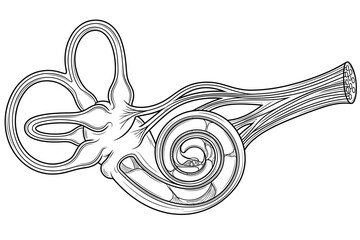 Inner ear anatomy showing cochlea and semicircular canals © Zainatun