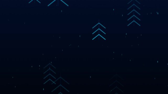 Tech growth upward arrow motion loop background for data analytics seamless animation featuring moving blue chevron arrows against a dark digital grid background, perfect for finance