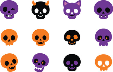 Obraz premium Halloween skulls and masks vector illustration with jack o lanter