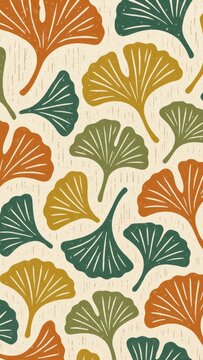 Colorful ginkgo leaf pattern mobile wallpaper