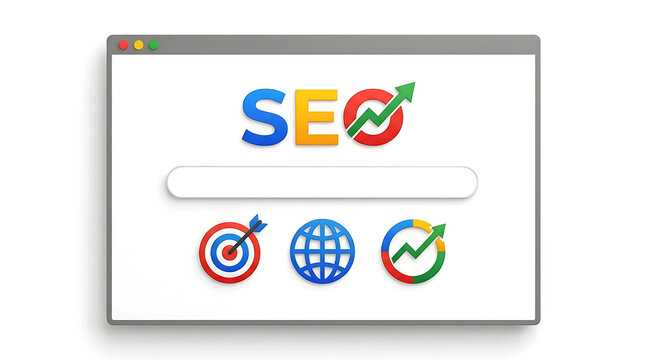 SEO Search Engine Optimization Web Browser Interface Target Globe Arrow