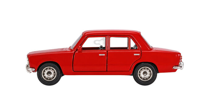 Classic red sedan toy car, a nostalgic collectible for enthusiasts