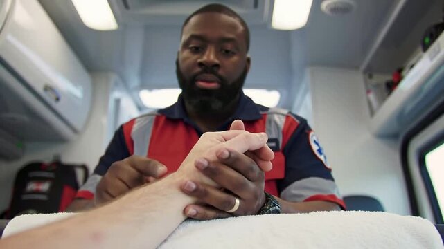 Non-Graphic Hand Assessment in Ambulance by Healthcare Professional Providing Patient Comfort and Care During Evaluation