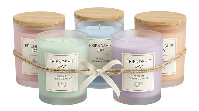 Friendship day scented candles with labels and ribbons gift ideas for friends