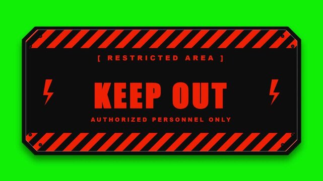 Animated keep out restricted area warning sign for industrial safety graphics a high-impact motion graphic of a red sign perfect for site safety security protocols broadcast