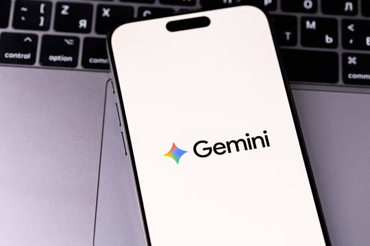 Google Gemini logo mobile app on a screen smartphone iPhone. Gemini is an AI assistant from Google. Batumi, Georgia - June 12, 2026