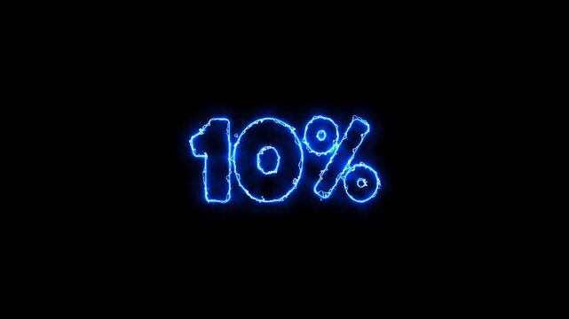 Blue glowing 10 percent sign