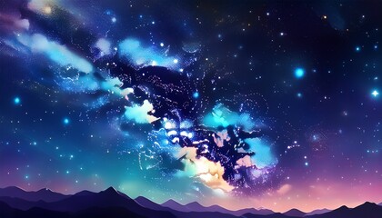 Fototapeta premium Background Of The Night Sky With Stars Banner Deep Space