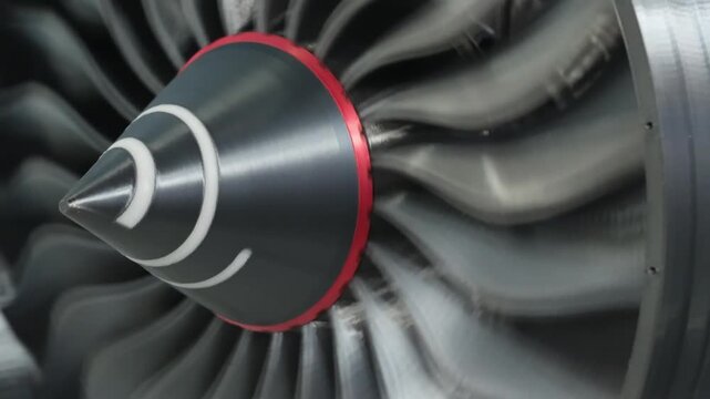 aviation turbine engine rotates, tech industrial technology background