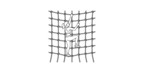 Woman Climbing Rope Net Vector Illustration © Sucang