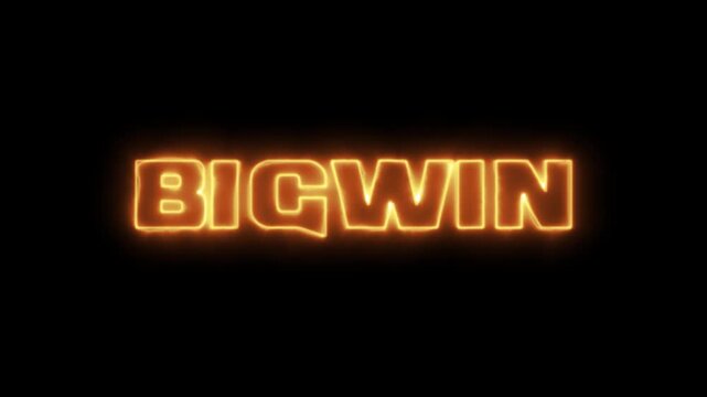 Big win orange neon glowing text