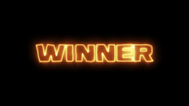 Glowing orange neon winner text