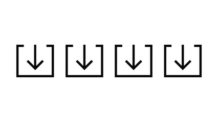 Fototapeta premium Down arrow inside square brackets icon set