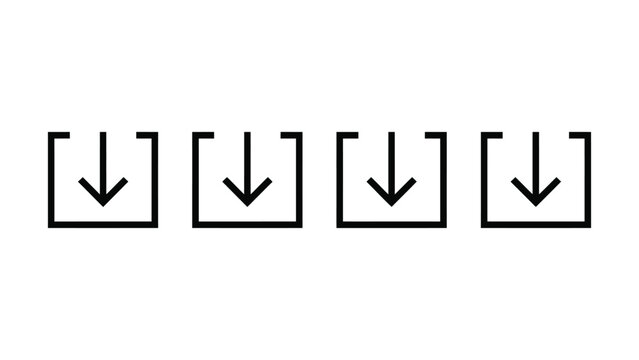 Down arrow inside square brackets icon set